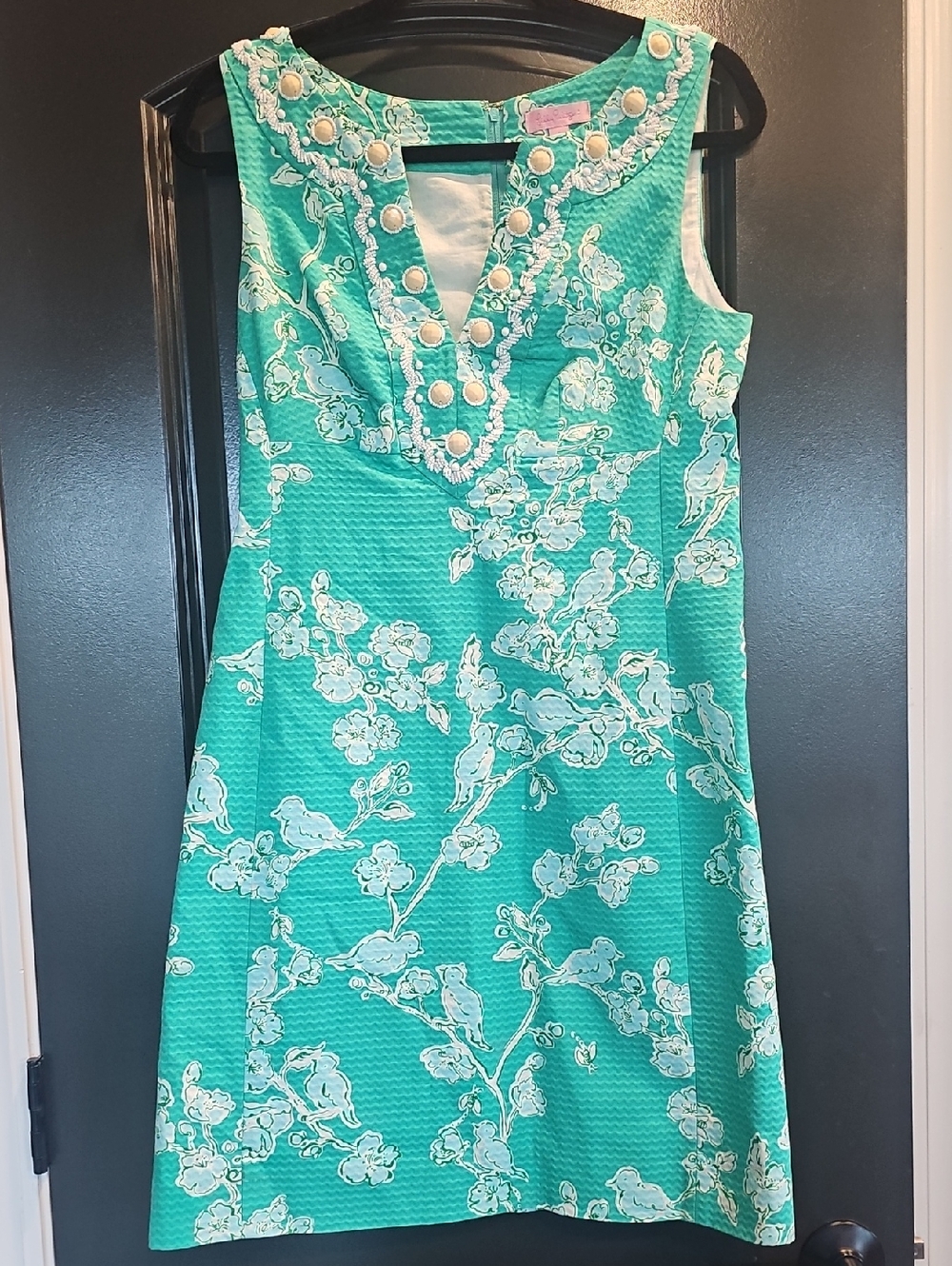 Lily Pulitzer 2 Lagoon Burds And Bees Adelia Shift Dress Beads Jacquard